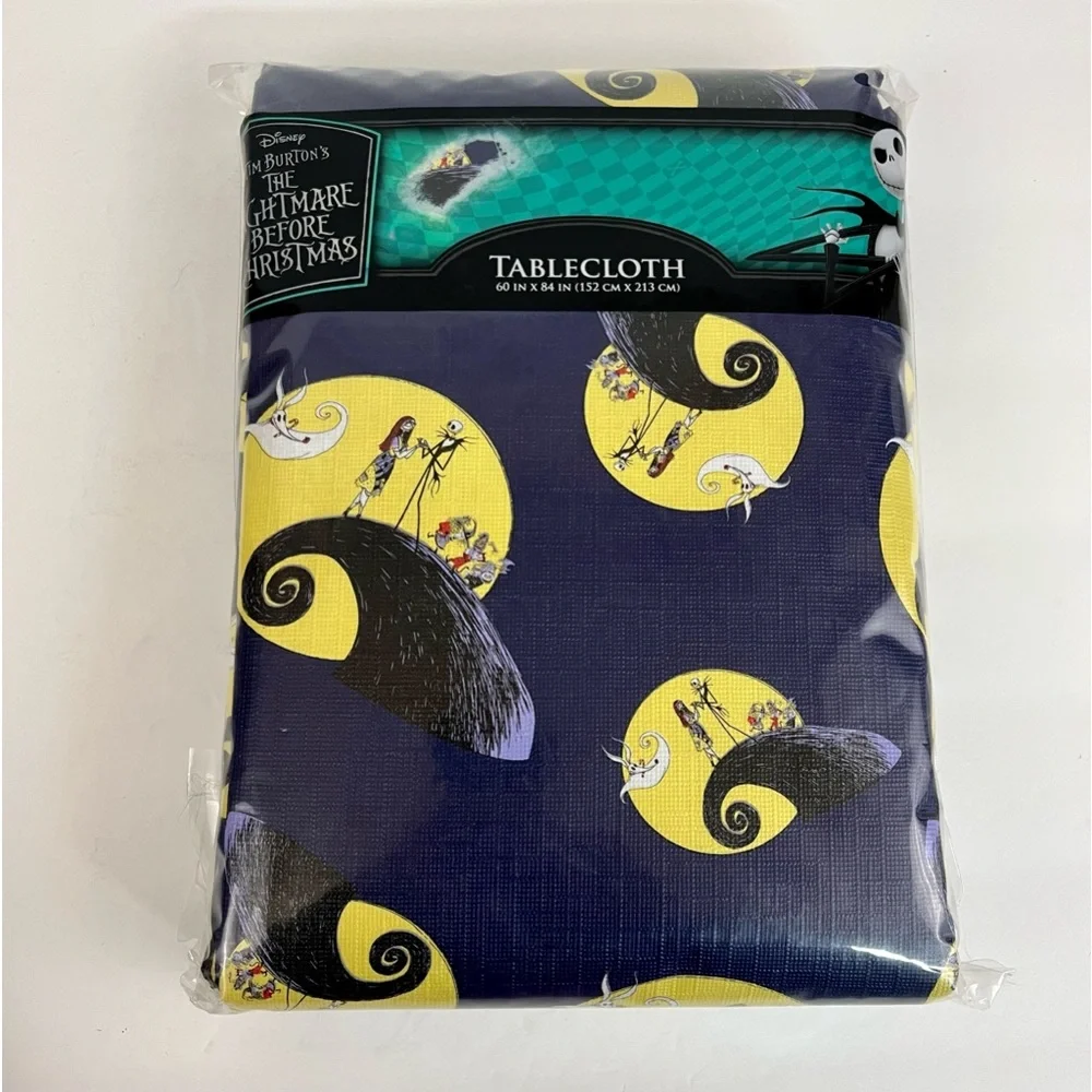 The Nightmare Before Christmas Purple Tablecloth JackSkellington Sally 60” x 84”